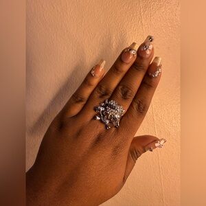 Love kills slowly ed hardy inspired metal adjustable silver ring